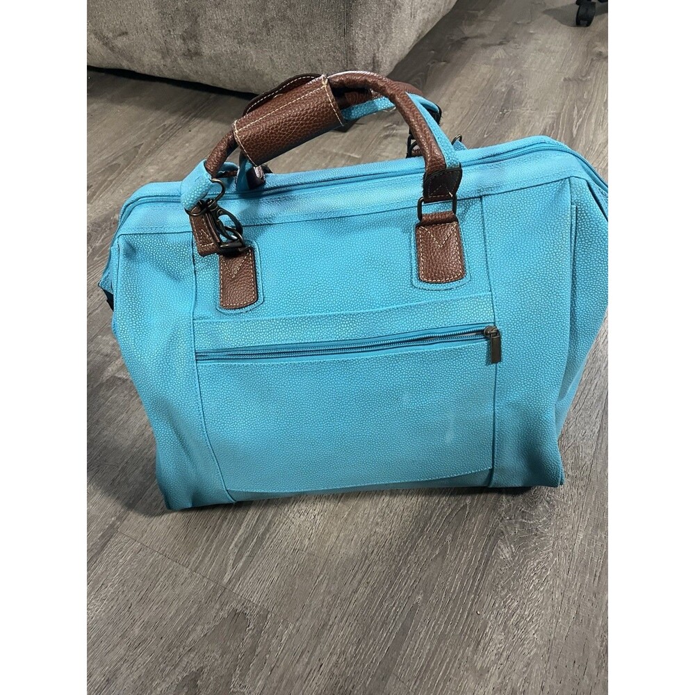 Bellemonde Vintage Turquoise Pebble Grain Leather Doctor Style Duffle Travel Bag